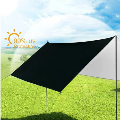 3x3 M Tarpaulin Waterproof Camping Tarp Shelter Tent Awning With Poles Kit UK